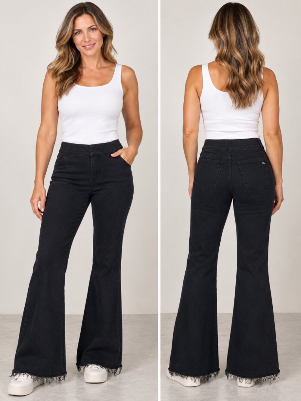 rag & bone Black Navy High Rise Flare Jeans Raw Frayed Hem XS